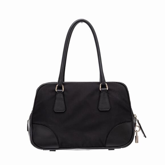 PRADA Tessuto Nylon Triangle Logo Bauletto Bag Black Vintage Y2K RARE - Picture 6 of 15
